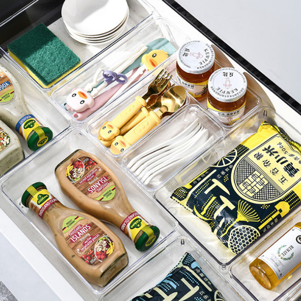 16PCS Black Transparent Stackable Organizer Set - 4-Size Versatile Desktop & Drawer Divider