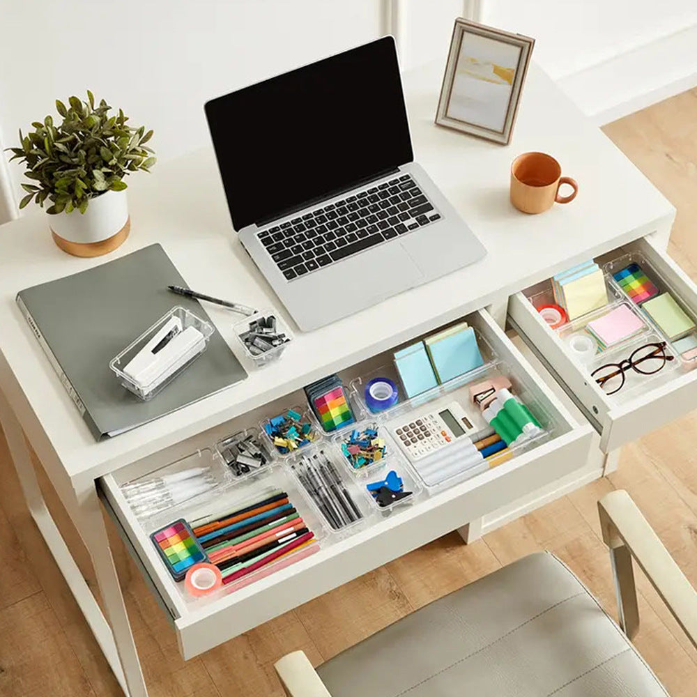 25PCS Black Transparent Stackable Organizer Set - 4-Size Versatile Desktop & Drawer Divider