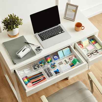 25PCS Black Transparent Stackable Organizer Set - 4-Size Versatile Desktop & Drawer Divider