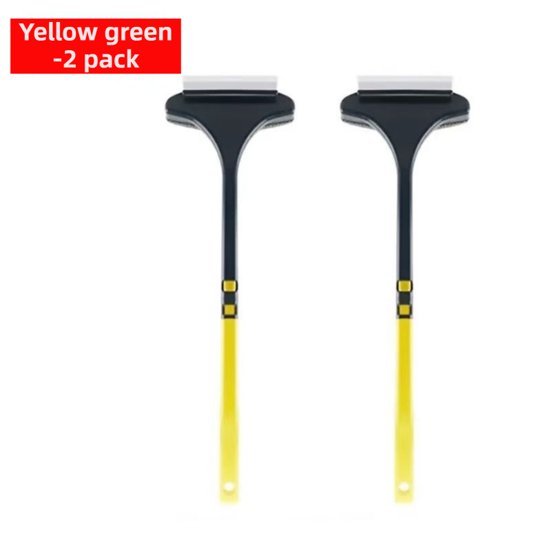 2-Pack 2-in-1 Professional Window Screen Brush & Glass Cleaner - Detachable Long-Handle Squeegee & Scrubber (Yellow Green)