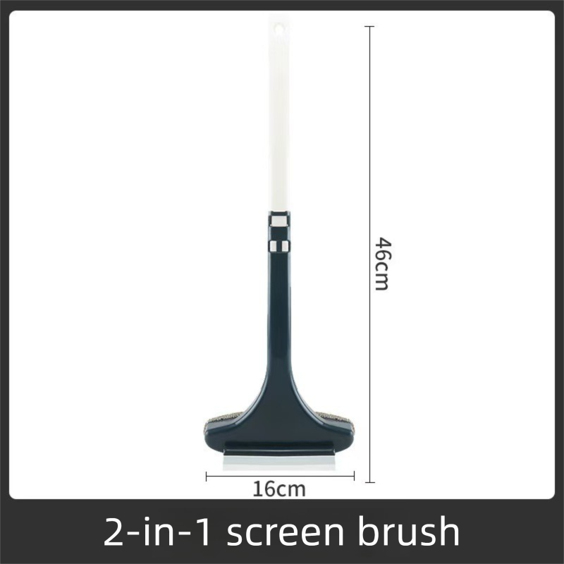 2-Pack 2-in-1 Professional Window Screen Brush & Glass Cleaner - Detachable Long-Handle Squeegee & Scrubber (Yellow Green)