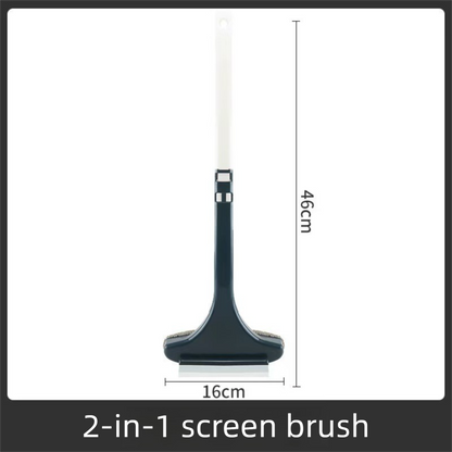 2-Pack 2-in-1 Professional Window Screen Brush & Glass Cleaner - Detachable Long-Handle Squeegee & Scrubber (Yellow Green)