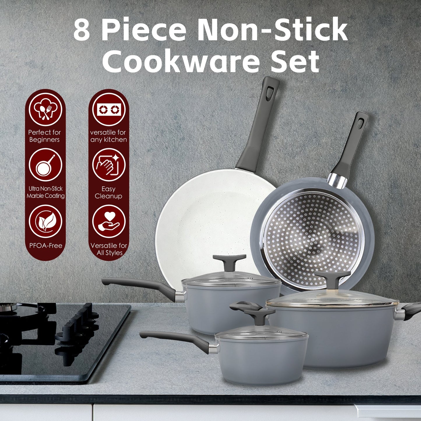 8 Pcs Clevinger Non-Stick Cookware Set