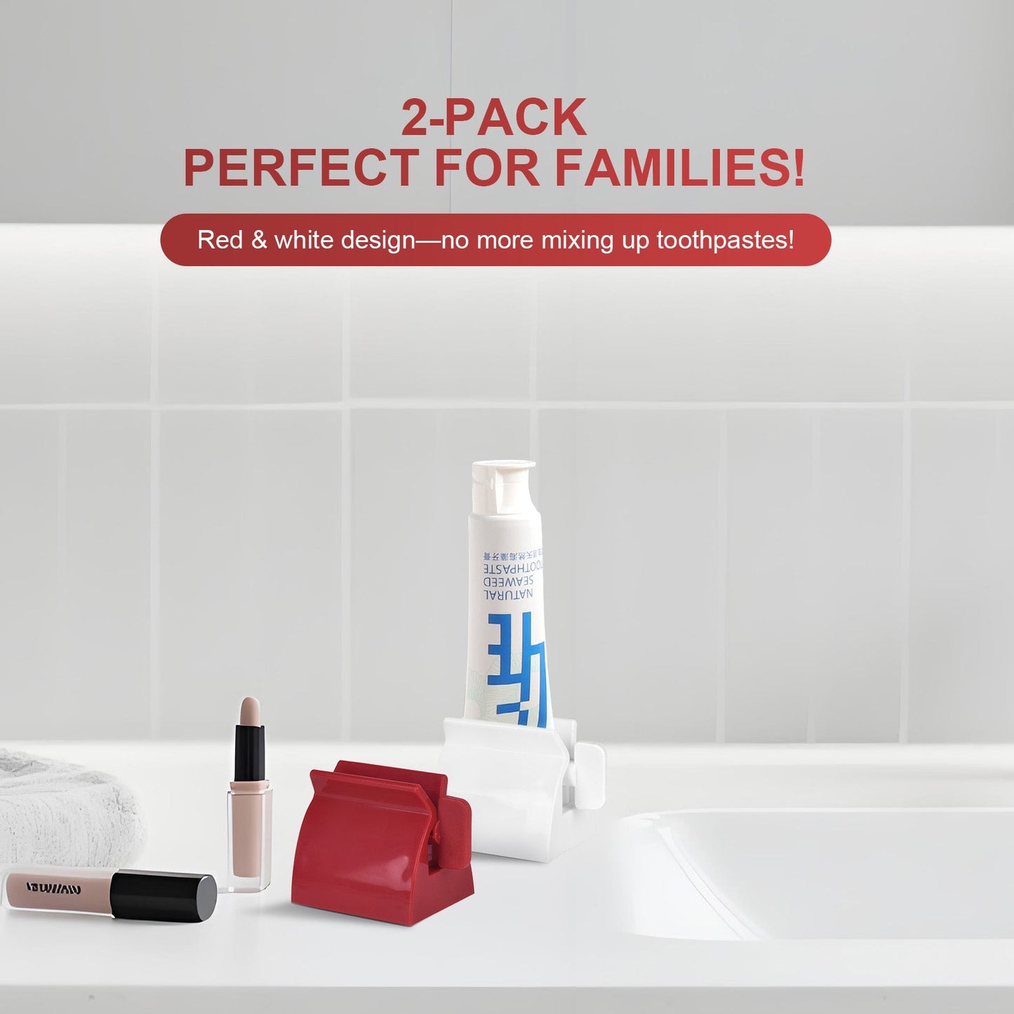 4 Pcs Toothpaste Rolling Dispensers Squeezer – Compact, Durable PP, Non-Slip Base