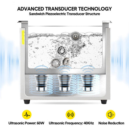 2L Ultrasonic Cleaner Lab-Grade Stainless Steel Ultrasonic Cleaning Machine Digital Heating Timer and Basket for Home and Commercial Jewellery Eyeglass