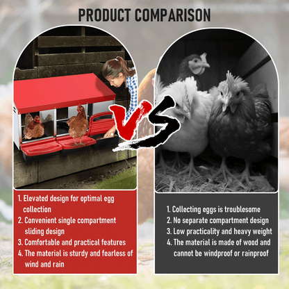 Chicken Hen Coop Hutch Nesting Box 3-Hole Roll Away Metal Design 52x47.5x81cm Durable Indoor Outdoor Laying Box with Easy Access Ventilation