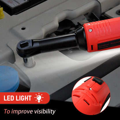 Cordless Electric Ratchet Wrench Set 12V Power Electric Ratchet Wrench 3/8inch 400 RPM Variable Speed with Sockets Two 2000mAh Batteries and Charger