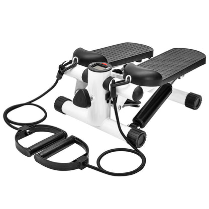 Mini Stepper Home Office Stair Stepper Machine with Resistance Bands and LCD Monitor for Full Body Workout Cardio Exercises Calves Trainer Calf Stretch