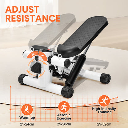 Mini Stepper Home Office Stair Stepper Machine with Resistance Bands and LCD Monitor for Full Body Workout Cardio Exercises Calves Trainer Calf Stretch