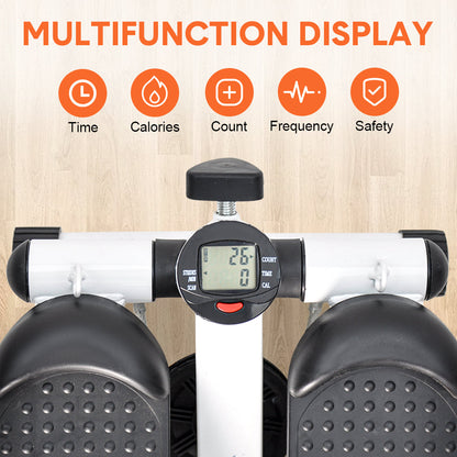 Mini Stepper Home Office Stair Stepper Machine with Resistance Bands and LCD Monitor for Full Body Workout Cardio Exercises Calves Trainer Calf Stretch