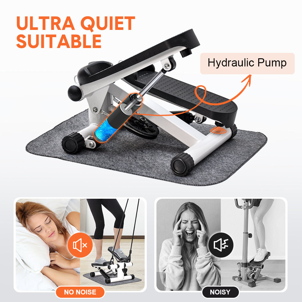 Mini Stepper Home Office Stair Stepper Machine with Resistance Bands and LCD Monitor for Full Body Workout Cardio Exercises Calves Trainer Calf Stretch