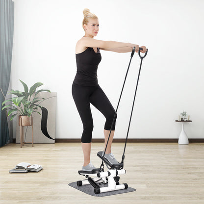 Mini Stepper Home Office Stair Stepper Machine with Resistance Bands and LCD Monitor for Full Body Workout Cardio Exercises Calves Trainer Calf Stretch