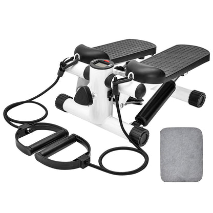 Mini Stepper Home Office Stair Stepper Machine with Resistance Bands and LCD Monitor for Full Body Workout Cardio Exercises Calves Trainer Calf Stretch