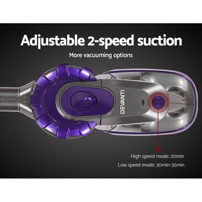 Devanti Handheld Vacuum Cleaner Cordless Roller Brush Head 150W Purple