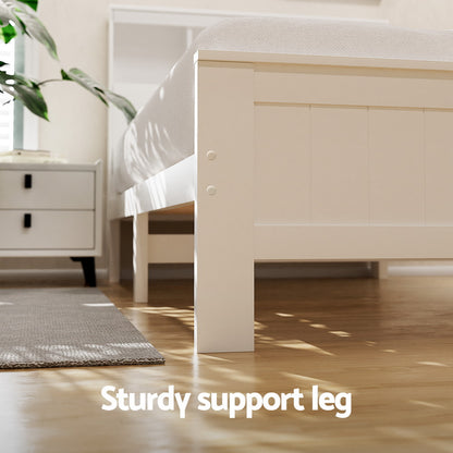 Artiss Bed Frame King Single Size Wooden with 2 Storage Drawers White