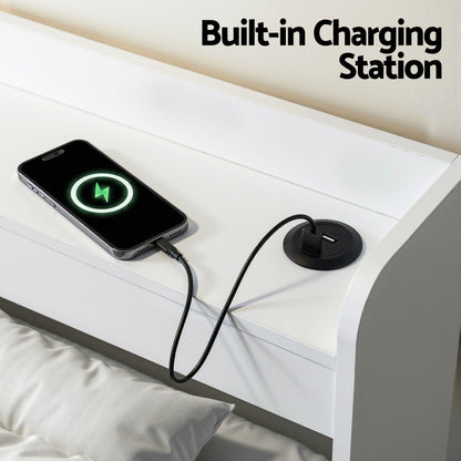 Artiss Bed Frame Single Size with Charging Ports and 2 Drawers AURA