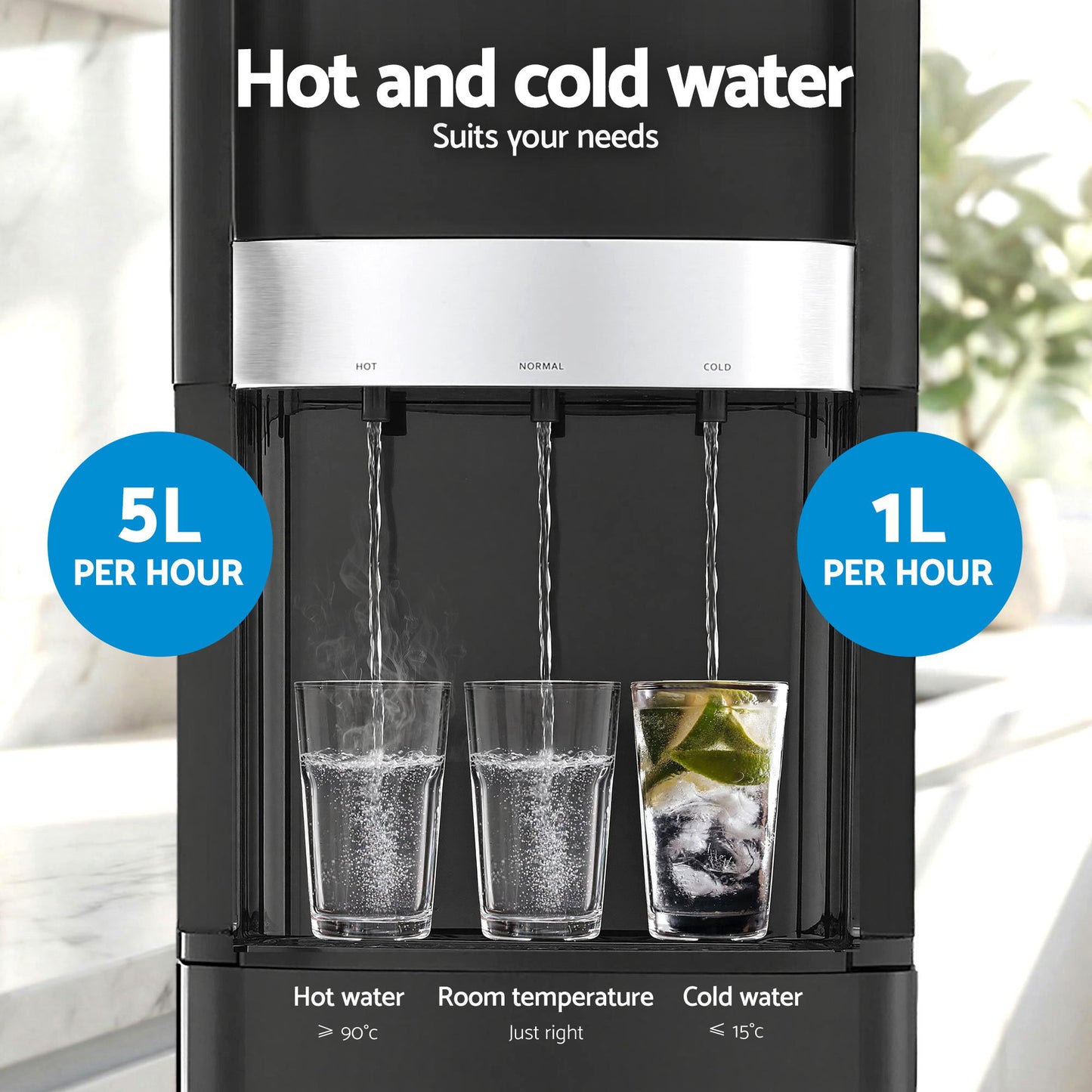 Devanti 3 Taps Water Cooler Dispenser Bottom Loading Dispenser Chiller Filter Purifier
