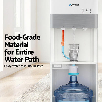 Devanti 3 Taps Water Cooler Dispenser Bottom Loading Dispenser Chiller Filter Purifier