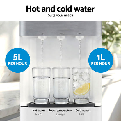 Devanti 3 Taps Water Cooler Dispenser Bottom Loading Dispenser Chiller Filter Purifier